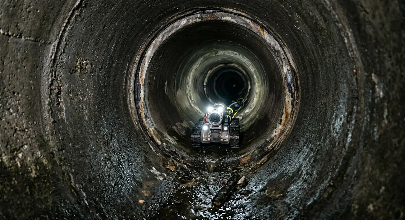 Robotic sewer camera inspecting pipe interior for Sewer Line Repair in Gastonia