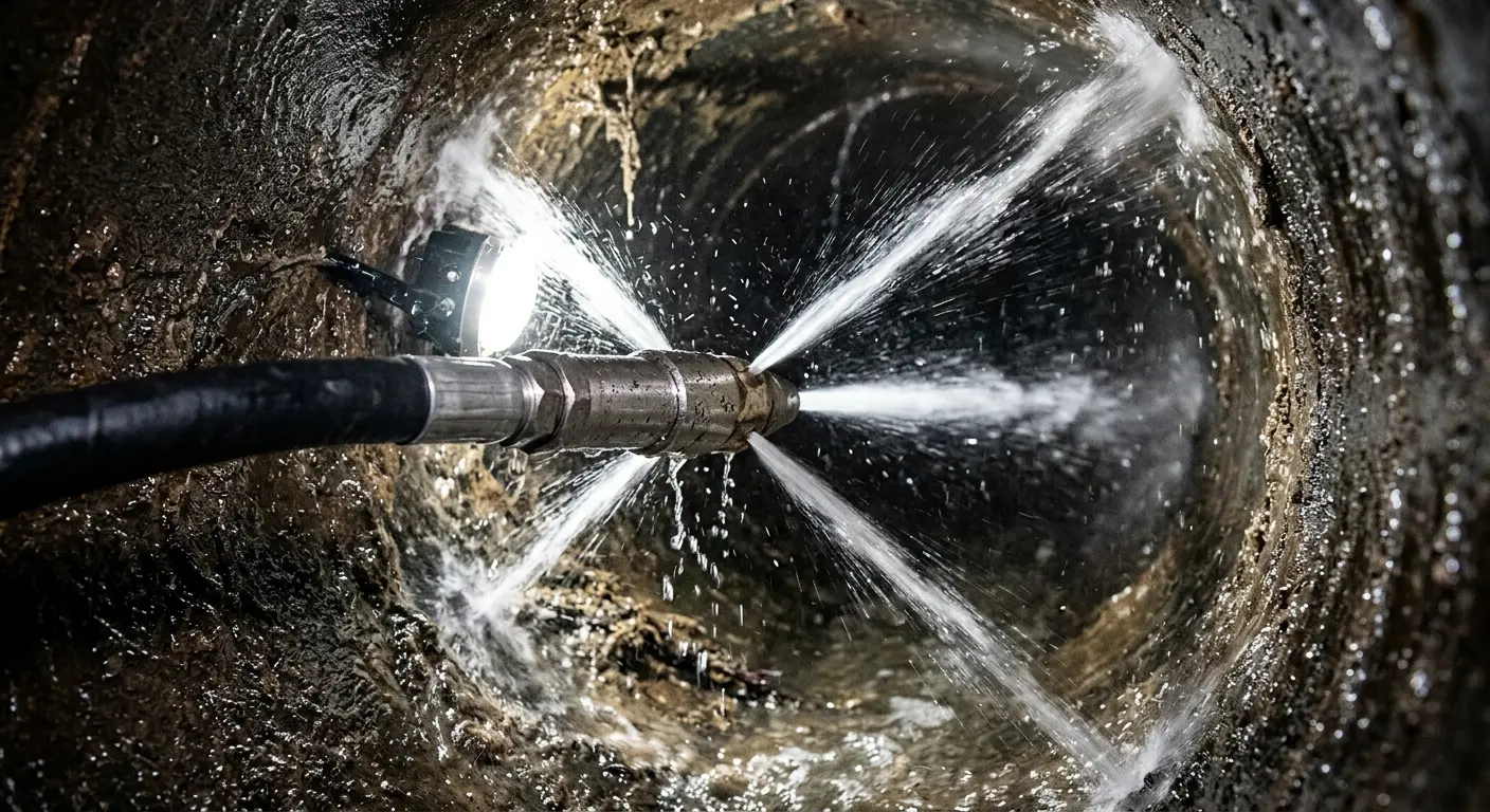 High-pressure hydro jetting nozzle cleaning sewer pipe for Storm Drain Cleaning in Gastonia
